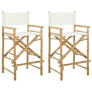 vidaXL Silla de director plegable 2 pcs Natural Bamb&uacute;
