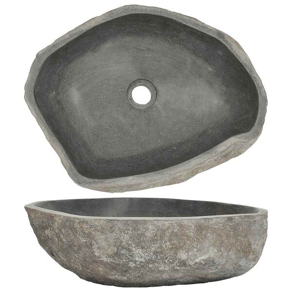 vidaXL Lavabo ovalado piedra de río (45-53)x(34-41) cm
