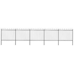 vidaXL Valla de jard&iacute;n con aro superior de acero 838x150 cm negra