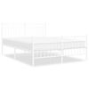 vidaXL Estructura cama sin colch&oacute;n con estribo metal blanco 135x190 cm