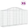 vidaXL Cestas de gaviones 6 uds forma de arco hierro 200x30x100/120 cm
