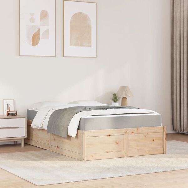 vidaXL Cama con colch&oacute;n madera maciza de pino 120x200 cm
