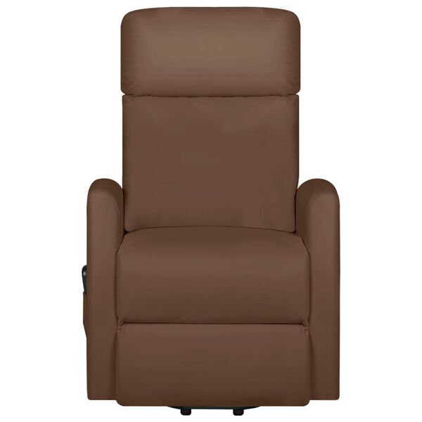 vidaXL Sill&oacute;n de masaje elevable cuero sint&eacute;tico marr&oacute;n