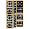 vidaXL Biombo separador 3 paneles madera maciza Paulownia marr&oacute;n negro