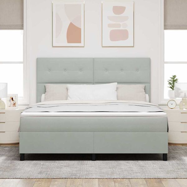 vidaXL Cama tipo Box Spring con colch&oacute;n Gris Claro 180 x 200 cm tela