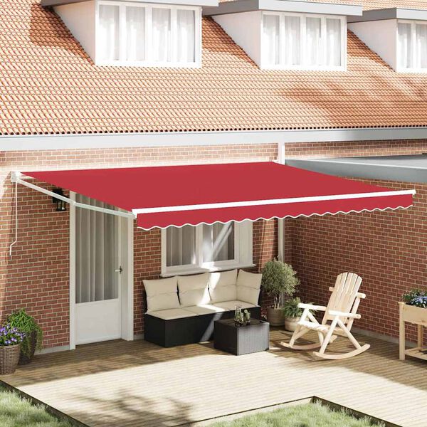 vidaXL Toldo Manual Rojo 450 x 300 x 165 cm Poli&eacute;ster y metal