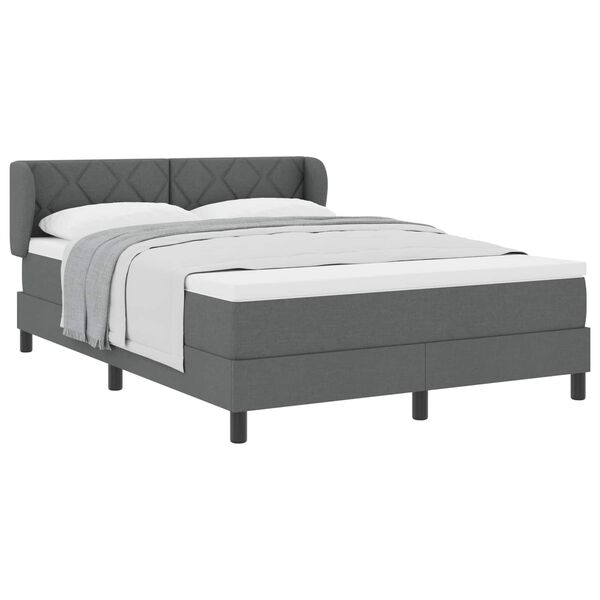 vidaXL Cama tipo Box Spring con colch&oacute;n Gris oscuro 160 x 200 cm tela