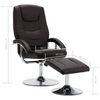 vidaXL Sill&oacute;n reclinable con reposapi&eacute;s cuero sint&eacute;tico marr&oacute;n