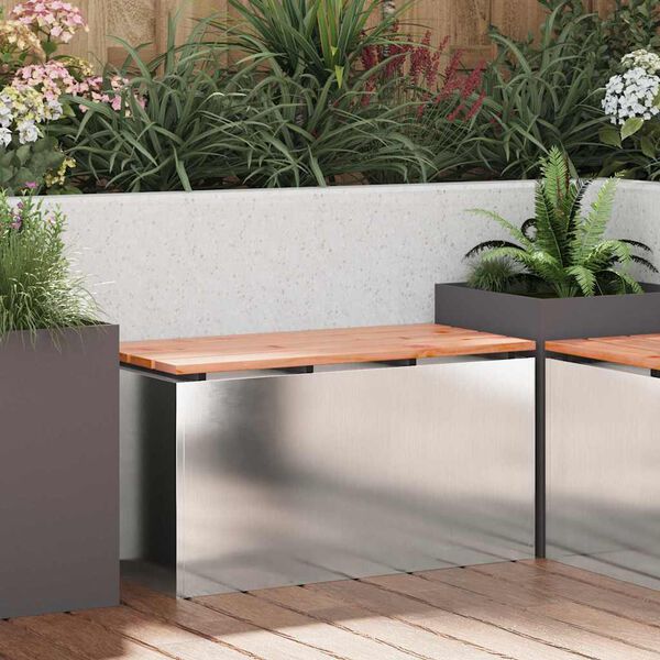 vidaXL Banco de jard&iacute;n Plateado 80 x 40 x 43 cm Acero inoxidable