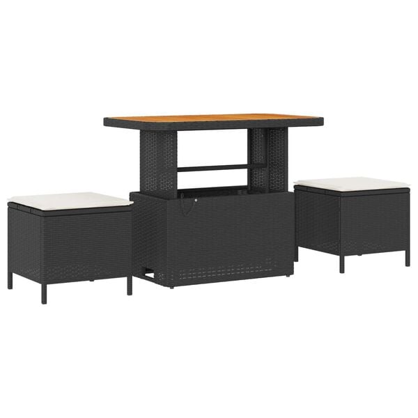 vidaXL Conjunto de sof&aacute;s de jard&iacute;n 9 pcs Negro y crema rat&aacute;n sint&eacute;tico