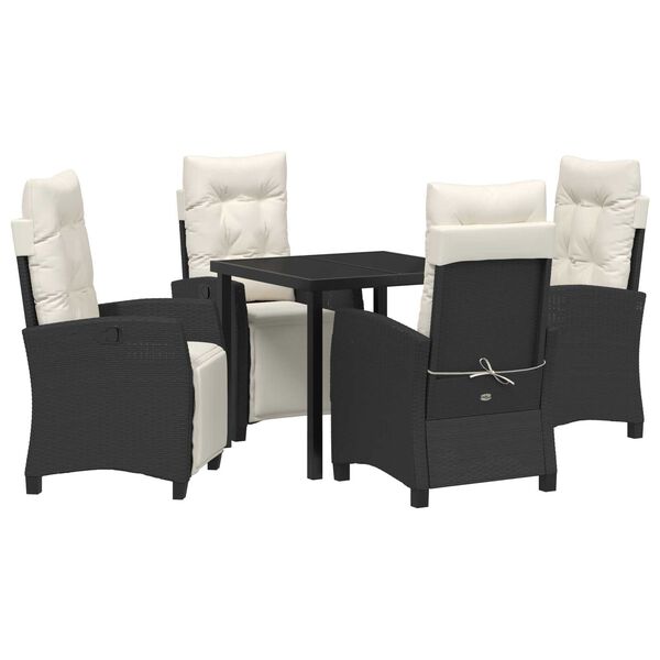 vidaXL Conjunto de Comedor de Jard&iacute;n 5 pcs Negro rat&aacute;n sint&eacute;tico
