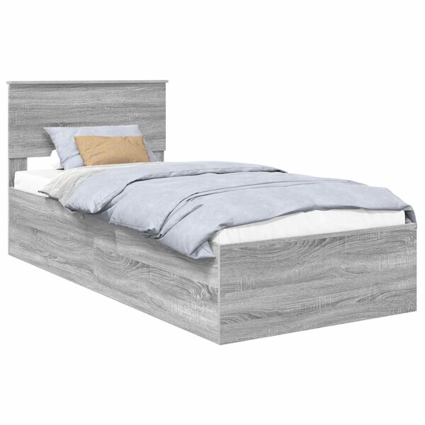 vidaXL Estructura de cama Gris Sonoma 75 x 190 cm Madera de ingenier&iacute;a