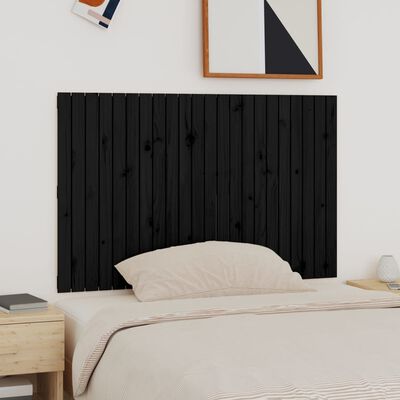 vidaXL Cabecero de cama de pared madera maciza pino negro 140x3x90 cm