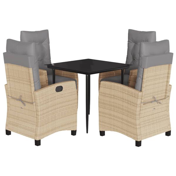 vidaXL Set comedor de jard&iacute;n 5 pzas con cojines rat&aacute;n sint&eacute;tico beige