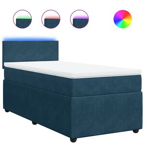 vidaXL Cama box spring con colch&oacute;n terciopelo azul oscuro 80x200 cm