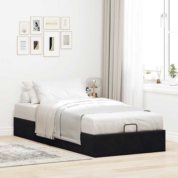 vidaXL Estructura de cama otomana sin colch&oacute;n terciopelo negro