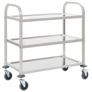vidaXL Carrito de cocina de 3 alturas 96,5x55x90 cm acero inoxidable