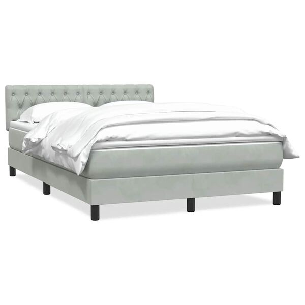 vidaXL Cama box spring con colch&oacute;n terciopelo gris claro 160x210 cm