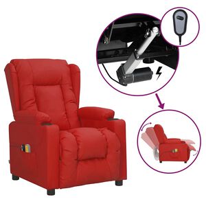 vidaXL Sill&oacute;n de masaje el&eacute;ctrico cuero sint&eacute;tico rojo tinto