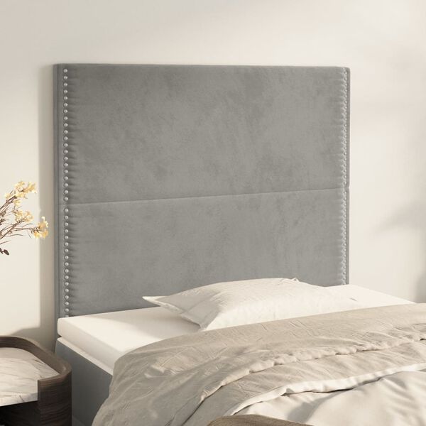 vidaXL Cabecero de cama gris claro 90x5x118/128 cm Terciopelo