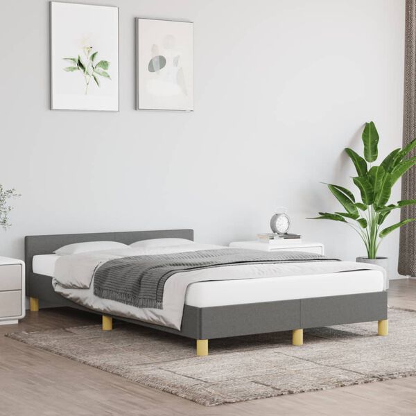 vidaXL Estructura de cama sin colch&oacute;n tela gris oscuro 120x190 cm