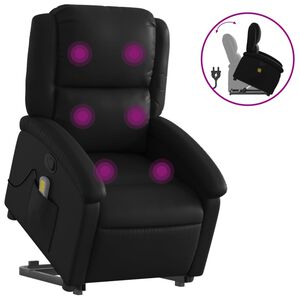 vidaXL Sill&oacute;n reclinable de masaje de pie cuero artificial negro