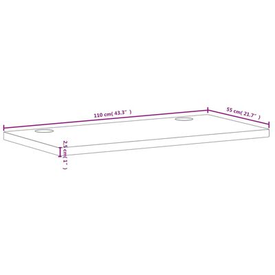vidaXL Tablero de escritorio madera maciza de haya 110x55x2,5 cm