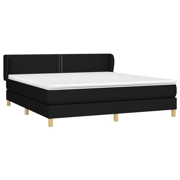 vidaXL Cama box spring con colch&oacute;n tela negro 160x200 cm