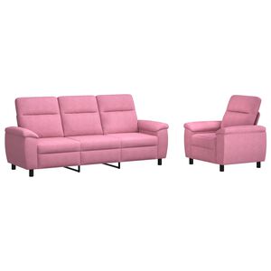 vidaXL Juego de Sof&aacute; 2 pcs Rosa Tela