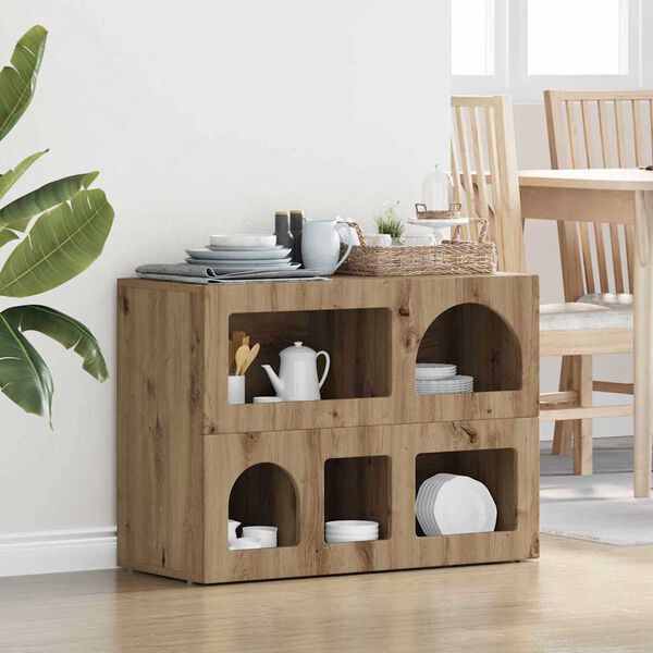 vidaXL Aparador Roble artesanal 80.5 x 35 x 59 cm Madera de ingenier&iacute;a