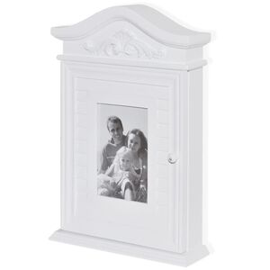 vidaXL Armario para llaves con marco de fotos blanco