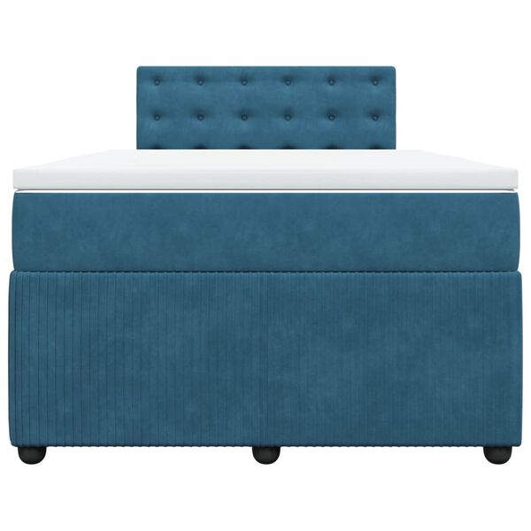 vidaXL Cama box spring con colch&oacute;n terciopelo azul 120x200 cm