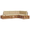 vidaXL Conjunto de sof&aacute;s de exterior con coj&iacute;n 4 Pieza Natural y Beige