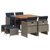 vidaXL Conjunto de comedor de jard&iacute;n de 9 piezas con cojines, polirat&aacute;n gris