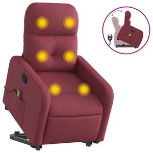 vidaXL Sill&oacute;n reclinable de masaje elevable tela rojo tinto