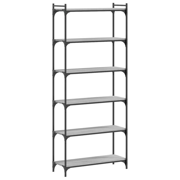 vidaXL Librer&iacute;a 6 estantes madera ingenier&iacute;a gris Sonoma 80x30x188 cm