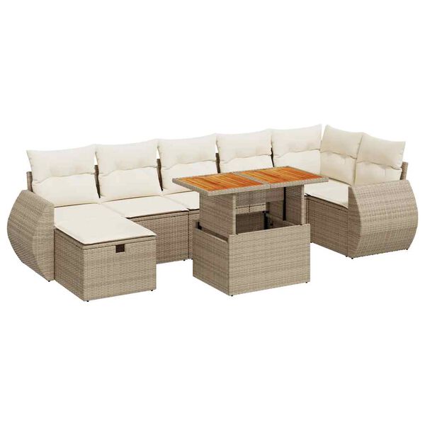vidaXL Set sof&aacute;s jard&iacute;n y cojines 5 pzas rat&aacute;n sint&eacute;tico acacia beige