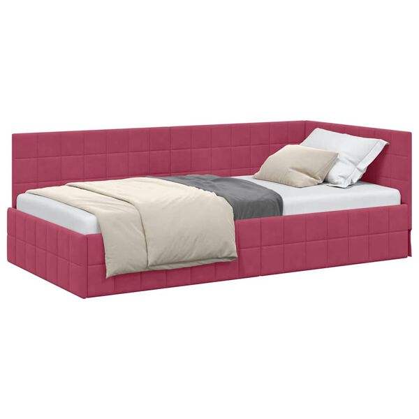 vidaXL Estructura de cama en esquina Rojo vino 100 cm x 200 cm