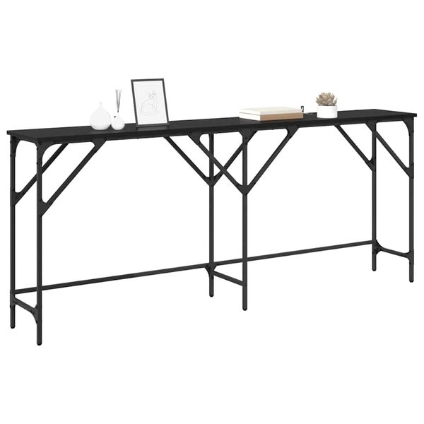 vidaXL Mesa Consola Roble Negro 180 x 30 x 75 cm Madera de ingenier&iacute;a