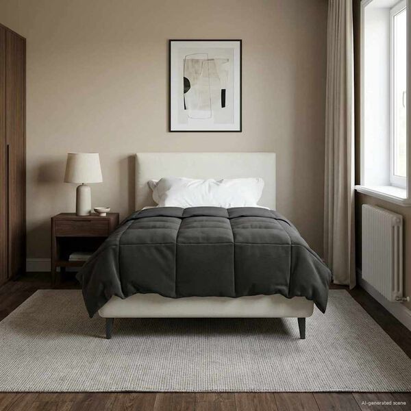 vidaXL Edred&oacute;n de Verano Acolchado Antracita 155 x 220 cm Microfibra