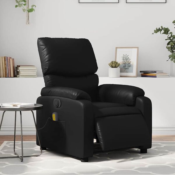 vidaXL Sill&oacute;n de masaje reclinable el&eacute;ctrico cuero sint&eacute;tico negro