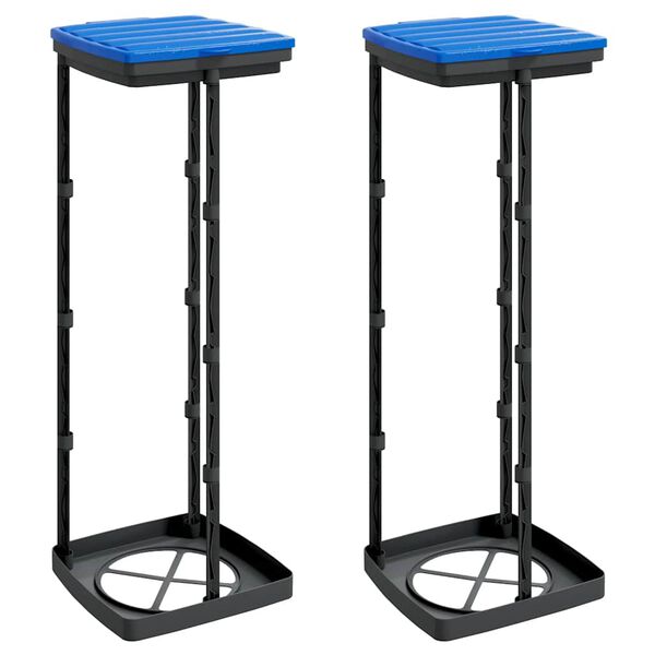vidaXL Soportes para bolsas de basura 2 uds PP negro y azul 120 L