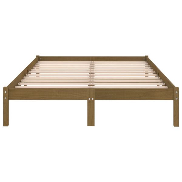 vidaXL Estructura cama sin colch&oacute;n madera maciza marr&oacute;n miel 200x200cm