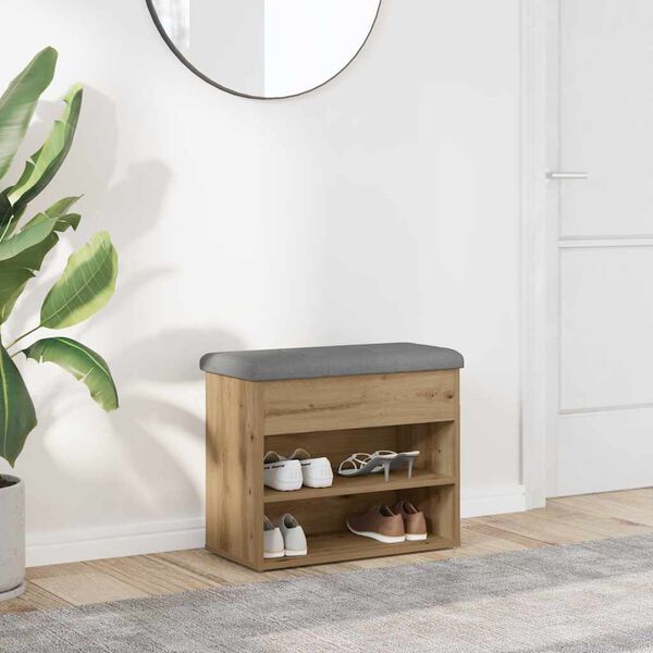 vidaXL Banco zapatero madera de ingenier&iacute;a roble artisan 62x32x50 cm