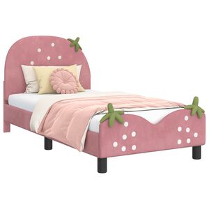vidaXL Cama para ni&ntilde;os con cabecero Rosa 80 x 160 cm Terciopelo