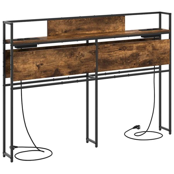 vidaXL Cabecera de almacenamiento con estante Roble ahumado 160 cm