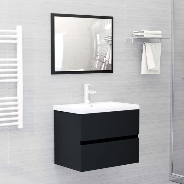vidaXL Mueble con lavabo madera de ingenier&iacute;a negro