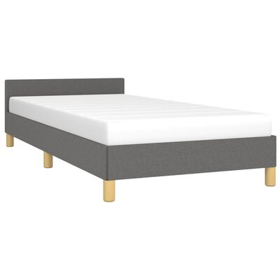 vidaXL Estructura de cama con cabecero de tela gris oscuro 90x200 cm
