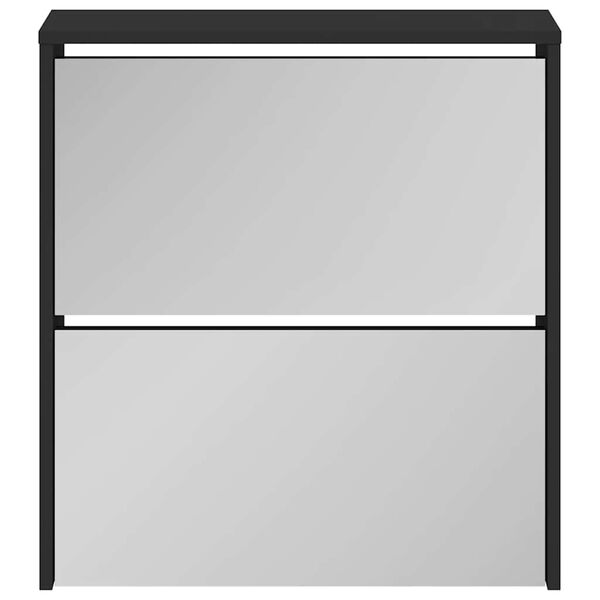 vidaXL Mueble zapatero con espejo 2 niveles negro 63x17x67 cm