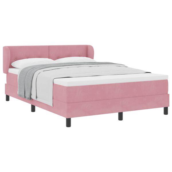 vidaXL Cama tipo Box Spring con colch&oacute;n Rosa 140 x 190 cm Terciopelo